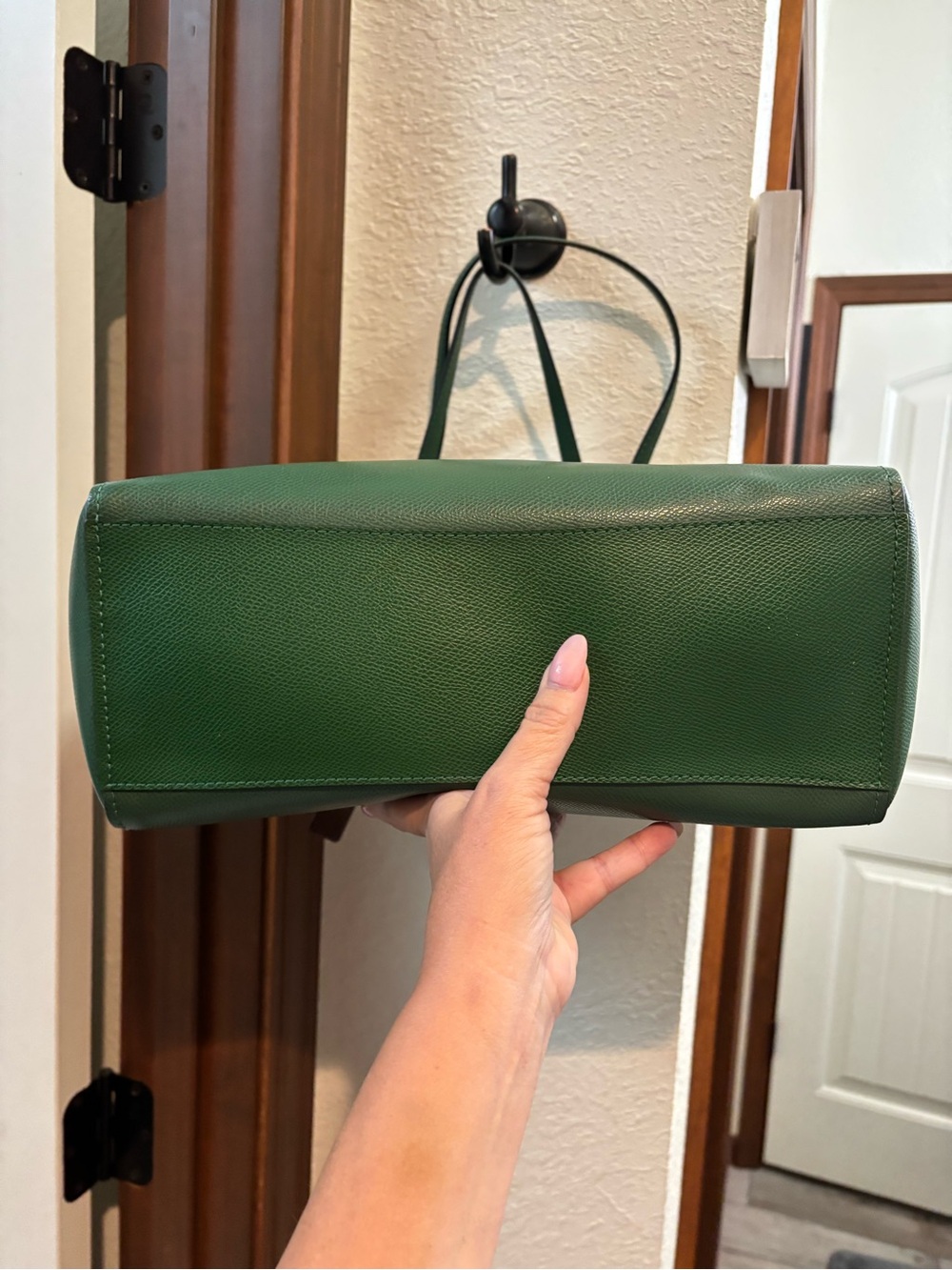 Coach Green Leather Tote with Turnlock and Charm - Picture 5 of 9